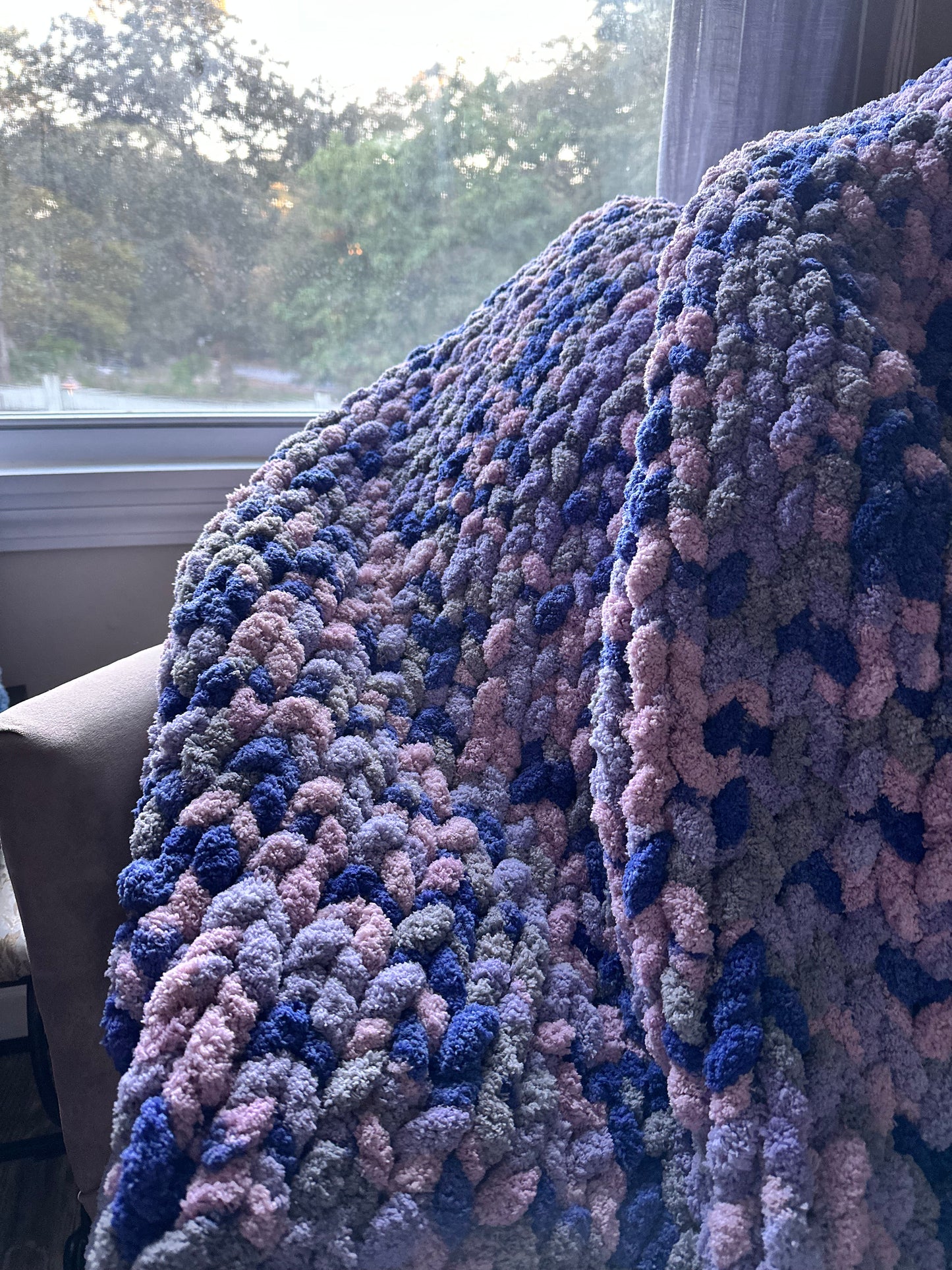 Blue, Purple and Gray Mutlicolor Blanket